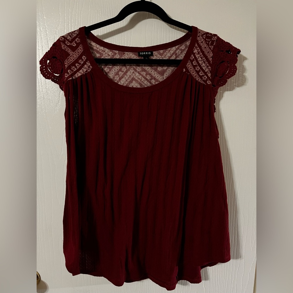 Torrid gauze flutter sleeve top